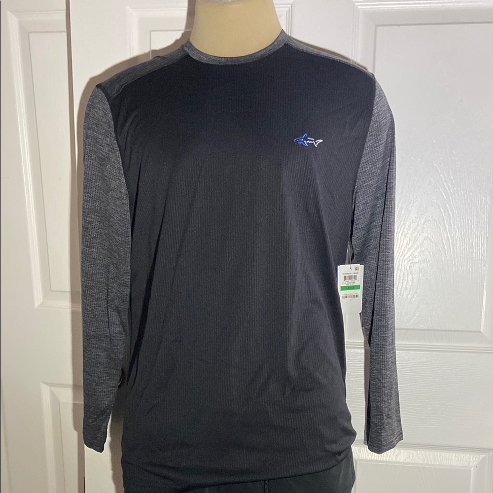 Greg Norman Collection Long Sleeve Black and Gray Tee NWT